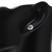 6pairs, Labradorite Round Stud Silver Earrings - e369